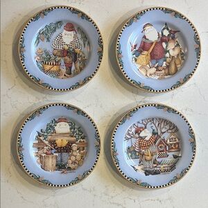 Sakura Festive Santa Dinnerware Set - Light Blue and Multicolor